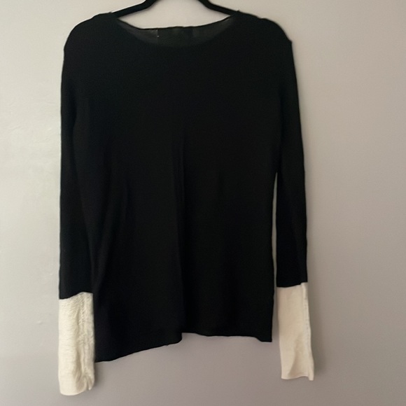 ZARAKNIT Large black and cream sheer Ladies long sleeve shirt. Sheer like - Picture 2 of 6